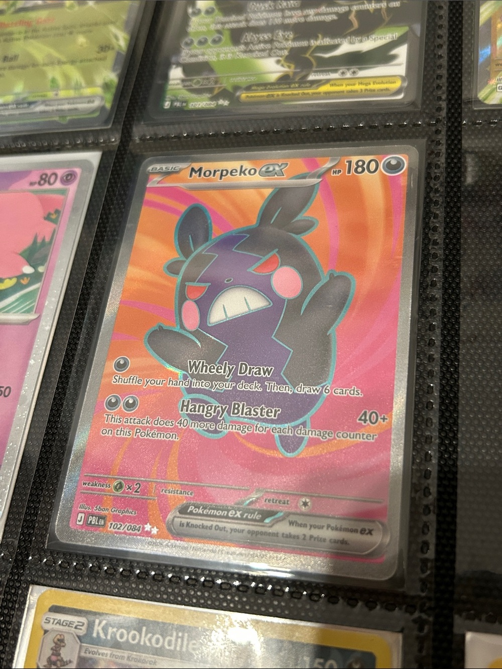 Pokemon Morpeko-EX Pink and Orange Holo Trading Card
